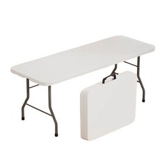 摺疊手提露營桌 - 180x75cm餐桌/會議桌/休閒桌/戶外露營桌, 白色