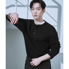 브랜드정품 드로우핏 DRAW FIT 코튼 와플 헨리넥 티셔츠 BLACK 279979