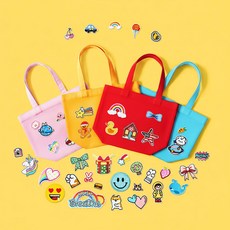 여성 토트백 패치 꾸미기 패션 가방 세트, 스마일(S)/옐로우 토트백