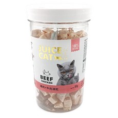JUICE CAT 貓咪牛肉雞肉凍乾零食，美味營養，訓練獎勵，80g, 80g, 3個, 牛肉