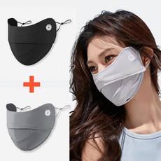 미블룸 여성 골프 자외선차단 쿨 마스크 1+1 세트, 1세트, 차콜+블랙