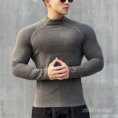 秋冬季德絨保暖半高領長袖打底衫 運動健身修身顯肌肉 高彈性機能訓練服