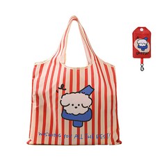 이지몰 접이식 장바구니 귀여운 강아지 캐릭터 휴대용 에코백, 레드, 1개