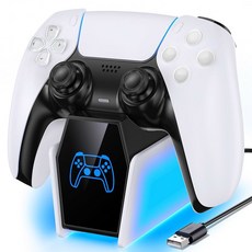 PS5 싱글 컨트롤러 충전소 교체용 PlayStation 5 듀얼센스 및 엣지 컨트롤러 빠른 솔로 충전 도킹 스테이션 액세서리 키트 충전기 스탠드, 1 Pack