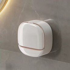 DIU 家用肥皂盒免打孔壁掛帶蓋瀝水盒輕奢衛生間貼牆香皂盒皁盒肥皂架, 1個, 白色-單格皁盒:如圖