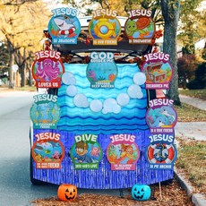 MotiMind29피스종교적인할로윈해저트렁크또는간식자동차장식키트기독교수중트렁크오어트릿장식JesusLOVE 러브sUs컷아웃종교해양생물입구아치길차고장식용122477, MotiMind29피스종교적인할로윈해저트렁크또는간식자동