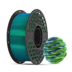 CaiLab 3D 프린터 필라멘트 PLA 실크 투톤 트리톤 멀티컬러 그라데이션 1.75mm 1kg 자연스러운 색상 전환 고품질 실크 질감 쉬운 출력 안정적인 라인 직경 1KG, 블루 그린