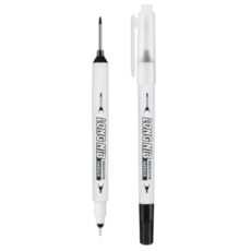 雙頭記號筆 長頭油性筆 補充墨水 臺灣24H可出貨 深孔筆 施工用油性筆 工程筆 打螺絲 標記 防水 細字筆 異材質書寫, 1個裝, 長頭款, 黑色