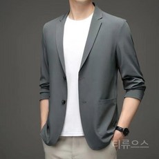 티류으스 남성 여름 캐주얼 셔츠형 자켓 아이스실크 얇은 단독 정장 상의 순색 자외선차단 아우터 WX