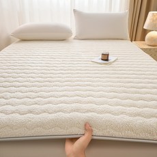 겨울 양털 침대패드 고정밴드 극세사 침대패드, 흰색