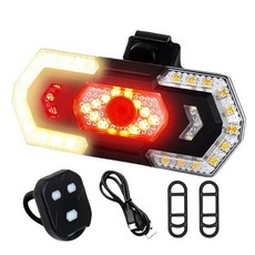 테일 램프 후미등 자전거 브레이크 라이트 원격 무선 방향 지시등 포함 5 가지 모드 방수 모든 도로 안전, black