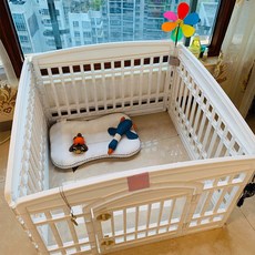 愛麗思狗圍欄愛麗絲寵物狗狗護欄狗柵欄狗籠室內狗籠子中小型犬, 有門6片裝 抹茶色,M-中型, 1個