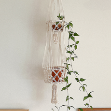 [노마진 특가]마크라메 화분걸이 벽걸이 벽장식 우드장식 홈데코 홈장식 화분장식 화분, yuna  2단