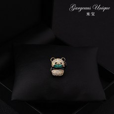 米寶定製款熊貓小胸針日系卡通動物別針領口固定衣服配飾, 藍色口罩熊