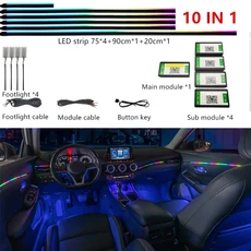 LED 심포니 자동차 주변 조명 64 RGB 인테리어 아크릴 라이트 가이드 광섬유 장식 분위기 18/14/10/6in1 유, 04 Symphony 10 in1