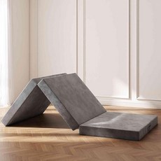 Swbvs 3단 접이식 메모리 폼 매트리스 세탁 가능한 커버가 있는 10.2cm(4인치) 트윈 접이식 매트리스 양면 디자인 여행 및 손님을 위한 접이식 토퍼 190.5, 회색