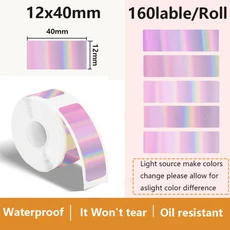 2 롤 12*40mm 홀로그램 라벨 스티커 life P15 P12 P11 D30 Q30S 프린터 방수 자체 접착 열전사 용지 Pink 2roll, 1개