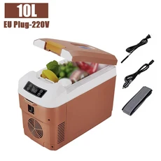 15L 20L 자동차 및 가정 겸용 냉장고 여름 야외 캠핑 피크닉 디지털 디스플레이 화면 미니, 03 Brown 10L-EU-220V
