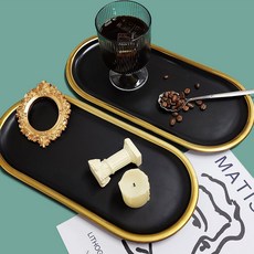 테이블소품 인테리어받침 블랙골드소품트레이
