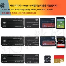 메모리 스틱 어댑터 플래시 드라이브 듀오 호환 안드, 모델 01 리더기 + Type C 어댑터, usb2.0, 1GB