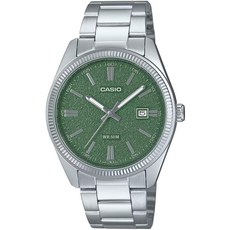 135278 Casio MTP1302DA-3AV 남성용 빈티지 클래식 스테인리스 스틸 매트 그린 다이얼 날짜 아날로그 시계