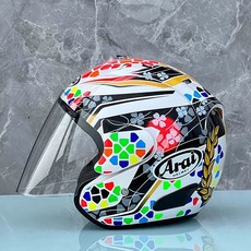 오토바이 헬멧 바이크 오픈페이스 가벼운 한미 최적화 하프페이스 무광블랙 초경량 버블쉴드 소두핏 반모, 프리미엄 크리스탈 투명 렌즈