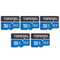 TOPESEL 5팩 64GB 마이크로 SD 카드 클래스 10 SDXC 메모리 UHS-I 카메라/스마트폰/드론/대시 캠/태블릿/PC C10 U1 5팩용 고속 플래시 TF, 16GB, 5 Pack