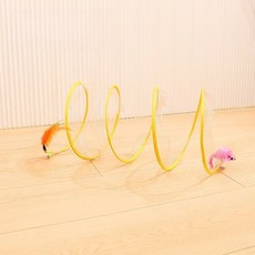【萌寵家園】S型貓咪彈簧隧道玩具 附帶羽毛和老鼠造型玩具 可折疊設計, S型貓隧道【老鼠款】, 1個