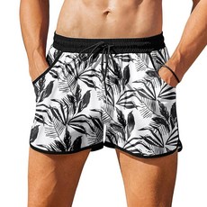 COOFANDY 남성용 수영 트렁크 빠른 건조 수영복 컬러 블록 보드 반바지 수영복 메시 안감 포함 P 블랙 플랜트 XL