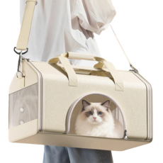 포프린츠펫 고양이 이동장 강아지 가방 반려동물 캐리어, 1개, 베이지색
