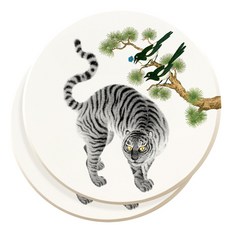 전통 규조토 컵받침 2P 세트 - 국산 티코스터 / 옐로우데이, 1개, 백호