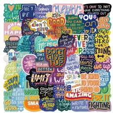 글로우엘 긍정문구 노트북 꾸미기 캐리어 캠핑 다꾸 폰꾸 방수 조각 데코 스티커 세트, 1개