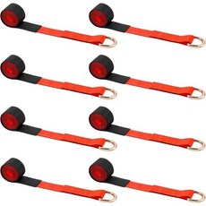 8팩 2인치 X 8피트 견인차 스트랩 라쏘 휠 리프트 타이어 D링 포함 11000파운드 강도 자동차 고정용 트레일러 트럭 타이어용 타이, 2" X 8 ft, 8, 빨강