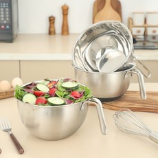 不銹鋼打蛋盆 鋼柄手把 加深加厚 防濺 烘焙攪拌工具, 1個, 矽膠底20cm（全新升級鉚釘款）