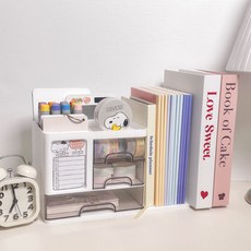 로미픽 공간절약 책상 책꽂이 정리함 수납 서랍, 화이트, 1개