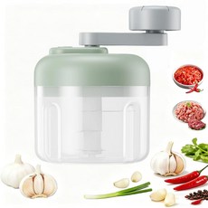 미니 핸드 크랭크 야채 다지기 휴대용 푸드 차퍼 마늘 양파 마늘 샐러드 살사 과일용 퀵 수동 프로세서 (화이트)120077, white