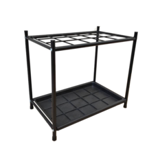 十五宮格鐵管烤漆雨傘架，附瀝水盤，簡約時尚，居家辦公室餐廳適用, 磨砂黑色, 50套