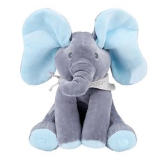 키즈브릭스 피카부 까꿍 멜로디 코끼리 인형, 1개, 블루, 30cm