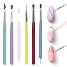 네일 브러시 네일 브러시 세트 6개입 젤 네일 브러시 세트 네일 아트 라인 브러시 스머지 펜슬 풀라인 스컬프팅 펜 (B)