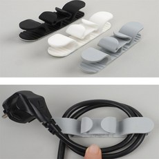 케이블 선정리 홀더 후크 클립 전선 정리 고정 선 랜선 블랙 인터넷 충전기 벽 콘센트, 그레이