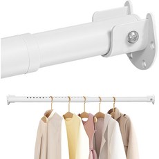 옷장 행거봉 U자형 브래킷 포함 3.3cm 두께 스프링 조절 옷장봉 튼튼한 흰색 옷장 행거봉 (옷장 세탁실 욕실 및 창문용), 43-99CM