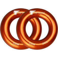 25kN 래펠 링 알루미늄 등반용 O링 고강도 내구성 텐션 암벽 등반 아보리스트 해먹 구조선 슬랙라인 리깅 나무, 주황색/2개