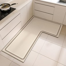 [리빙올] L자형 규조토 주방매트 150x100 좌우선택형 3종디자인, 더블라인, 1개