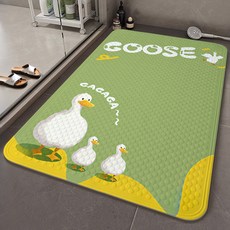 可愛小鴨圖案浴室防滑墊，吸盤設計，家用洗手間防水墊, 萌鴨一家溫馨,40X70cm【實惠款】, 1個
