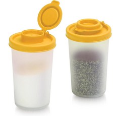 SIGNORAWARE 소금 및 후추 쉐이커 습기 방지 대형 2개 세트 캠핑 피크닉 야외 주방 도시락 상자 여행용 향신료 투명 노란색 뚜껑 플라스틱 밀폐 디스펜서 145135, 옐로우