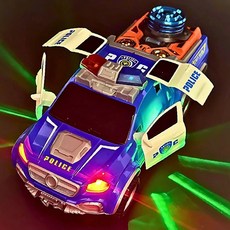 경찰차 트럭 장난감 문 열리는 폴리스 자동차 어린이 선물 화려한 LED 움직이는 작동완구, 1개