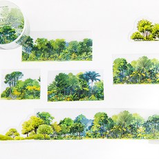 빈티지 풍경 마스킹테이프 수채화 감성 다꾸 PET 배경 마테 스티커, 05 : 열대우림