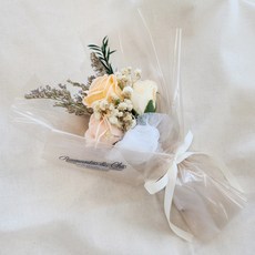 로앤시 LED조명 로즈미니부케 드라이플라워 미니꽃다발, 피치