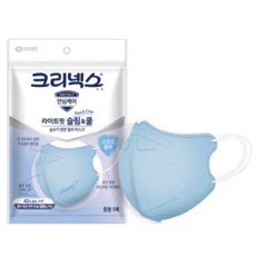 크리넥스 라이트핏 슬림앤쿨 마스크 대형 성인용, 5개입, 4개, 블루
