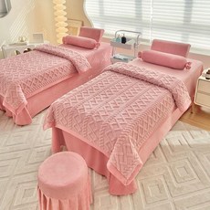 高檔網紅保暖牛奶美容牀罩四件套 美容院按摩牀單件輕奢頭療專用, 塔芙絨-豆沙 【升級加厚款】,單被套+ 被芯(120*180cm)